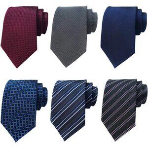Mens Classic Silk Necktie Set 6 Pack Woven Formal Business Wedding Ties